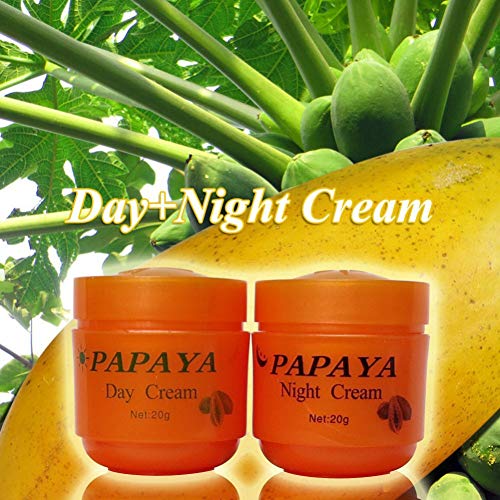Greyghost 2pcs Papaya Whitening Day & Night Creams Set Moisturizing Dilute Freckles Lightening Pigment Face Whitening Essence Anti Ageing Facial Treatment