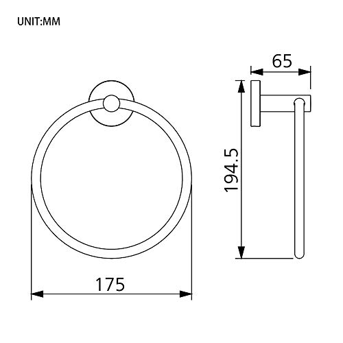 GRIFEMA Ibiza - Toallero de anilla, argolla redondo, accesorios de baño, Latón, Cromo