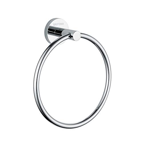 GRIFEMA Ibiza - Toallero de anilla, argolla redondo, accesorios de baño, Latón, Cromo