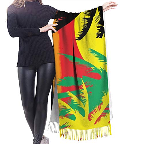 Grill Tree Island Sunset Borlas cálidas elegantes para mujer Bufanda suave Invierno Manta grande Abrigo Chal Regalo de Navidad para Madre Novia Hermana