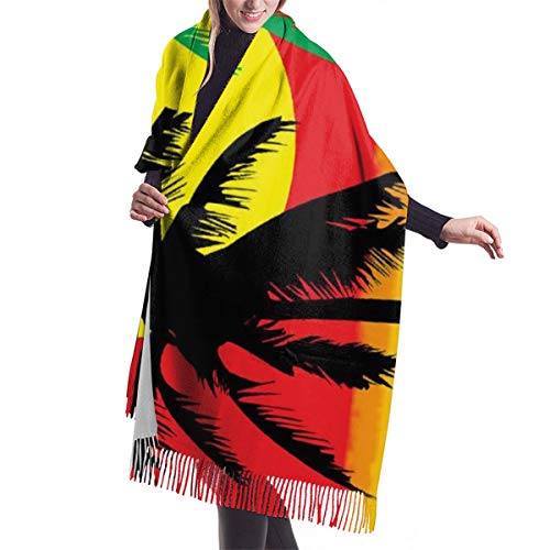 Grill Tree Island Sunset Borlas cálidas elegantes para mujer Bufanda suave Invierno Manta grande Abrigo Chal Regalo de Navidad para Madre Novia Hermana