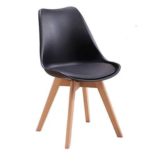 GroBKau Juego de 4 Sillas de Comedor Tulip, Sillas de Comedor Tapizadas, Asiento Acolchado Suave, Respaldo Ergonómico (Negro)