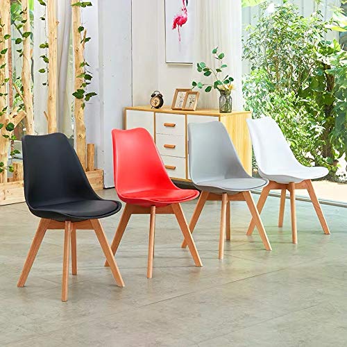 GroBKau Juego de 4 Sillas de Comedor Tulip, Sillas de Comedor Tapizadas, Asiento Acolchado Suave, Respaldo Ergonómico (Negro)