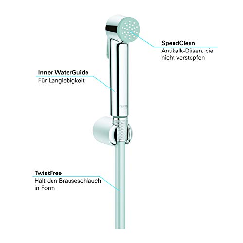 Grohe Tempesta-F Trigger Spray 30 - Teleducha accionada por botón, contiene alcachofa de ducha, flexo y soporte de pared (Ref. 27513001)