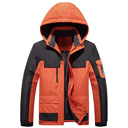 GTRR Chaquetas Al Aire Libre para Hombres Y Mujeres Abrigos Al Aire Libre para Parejas Ropa De Montañismo Cálida Impermeable A Prueba De Viento,Male Orange 5XL