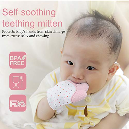 Guante mordedor bebé,bebe dentición Manoplas,Collar Lactancia,collar Hermosa Moda,Silicona flexible, SIN BPA. aliviar el dolor de encías, Masajear encías y proteger las manos. (Polvo de cuarzo)