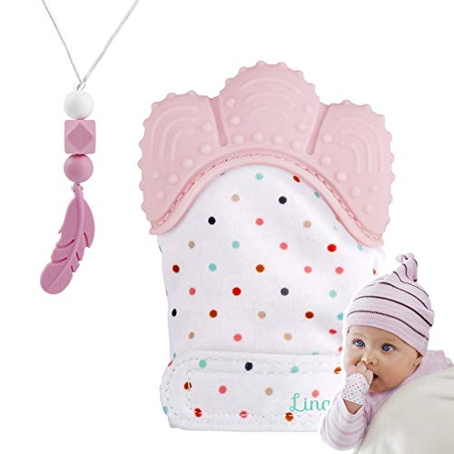 Guante mordedor bebé,bebe dentición Manoplas,Collar Lactancia,collar Hermosa Moda,Silicona flexible, SIN BPA. aliviar el dolor de encías, Masajear encías y proteger las manos. (Polvo de cuarzo)