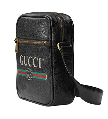 Gucci -Bolsa bandolera con impresión de logotipo de la marca, de cuero negro