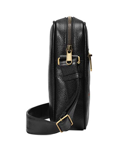 Gucci -Bolsa bandolera con impresión de logotipo de la marca, de cuero negro