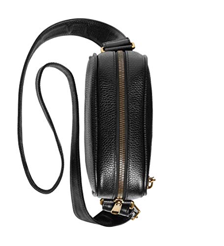 Gucci -Bolsa bandolera con impresión de logotipo de la marca, de cuero negro