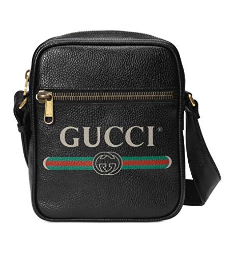 Gucci -Bolsa bandolera con impresión de logotipo de la marca, de cuero negro