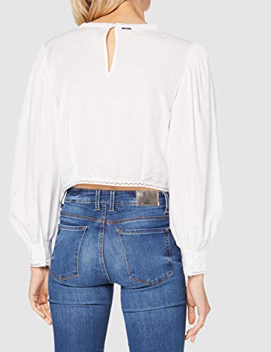 Guess LS Dafne Top Blusas, Bianco, S para Mujer