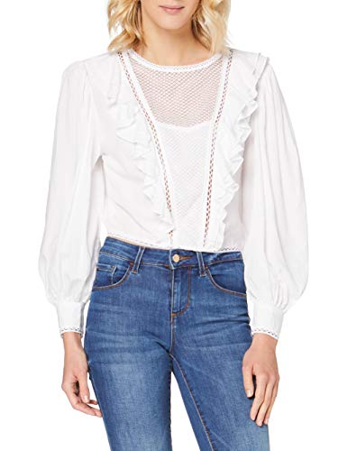 Guess LS Dafne Top Blusas, Bianco, S para Mujer