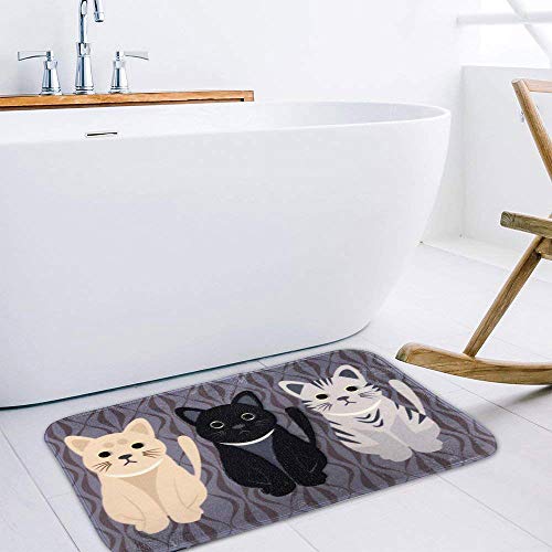 Guizen Felpudo Gato Diseño Cocina Alfombrilla de Goma Alfombra de Entrada Alfombrillas Alfombra salón Dormitorio Alfombra Felpudo 40 * 60cm