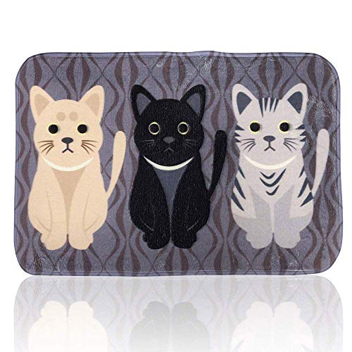 Guizen Felpudo Gato Diseño Cocina Alfombrilla de Goma Alfombra de Entrada Alfombrillas Alfombra salón Dormitorio Alfombra Felpudo 40 * 60cm