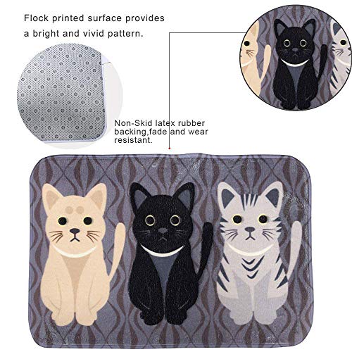 Guizen Felpudo Gato Diseño Cocina Alfombrilla de Goma Alfombra de Entrada Alfombrillas Alfombra salón Dormitorio Alfombra Felpudo 40 * 60cm