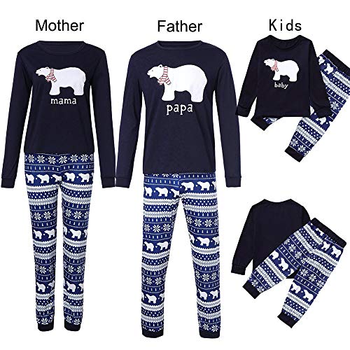 Gusspower Ropa Conjunto de Pijamas Familiares de Navidad para Familia Padre y Madre y Bebé Blusa Manga Larga de Bear+ Pantalones,Traje de Ropa de Mujer Hombre Niños