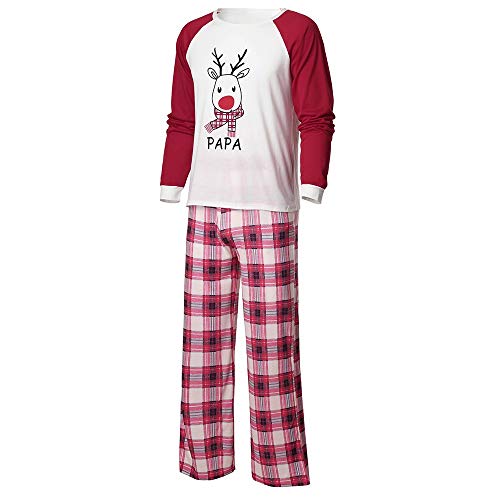 Gusspower Ropa Conjunto de Pijamas Familiares de Navidad para Familia Padre y Madre y Bebé Blusa Manga Larga de Cervatillo+ Enrejado Pantalones,Traje de Ropa de Mujer Hombre Niños