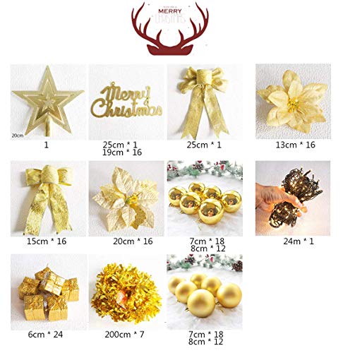 GYC árbol de Pino de Navidad Artificial de 6.8 pies, árbol de Navidad de PVC Rojo, con Soporte y Adornos de Metal Plegables, fácil Montaje, prevención de Incendios, Dorado, 6.8 pies