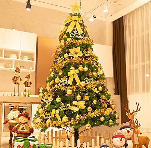GYC árbol de Pino de Navidad Artificial de 6.8 pies, árbol de Navidad de PVC Rojo, con Soporte y Adornos de Metal Plegables, fácil Montaje, prevención de Incendios, Dorado, 6.8 pies