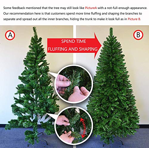 GYC árbol de Pino de Navidad Artificial de 6.8 pies, árbol de Navidad de PVC Rojo, con Soporte y Adornos de Metal Plegables, fácil Montaje, prevención de Incendios, Dorado, 6.8 pies