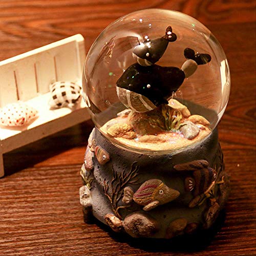 GYINK Caja De Música De La Bola De Cristal De La Ballena, Caja De Ocho Hojas De Copo De Nieve Giratorio Niñas Y Niños Cumpleaños De Navidad Viernes Negro Regalo De Acción De Gracias