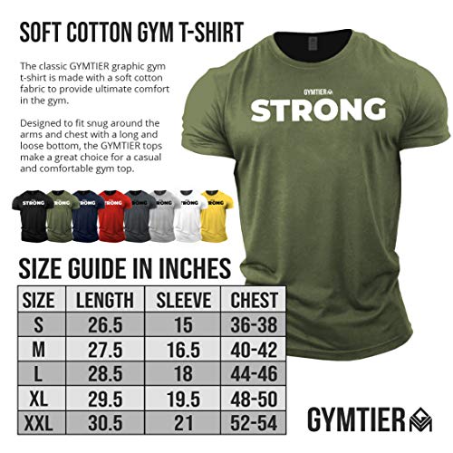 GYMTIER Strong - Camiseta Musculación | Hombres Camiseta Gimnasia Ropa Entrenamiento
