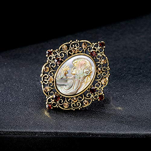 Gysad Elegancia vintage Broches de camafeo Diseño retro Broches de bisuteria baratos Creativo Regalo de navidad size 4 * 4.7cm (Oro)