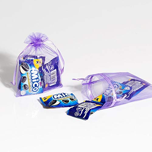 HAILAN - Bolsas de organza, 100 unidades, 9 x 12 cm, color morado oscuro