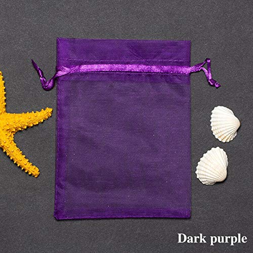 HAILAN - Bolsas de organza, 100 unidades, 9 x 12 cm, color morado oscuro