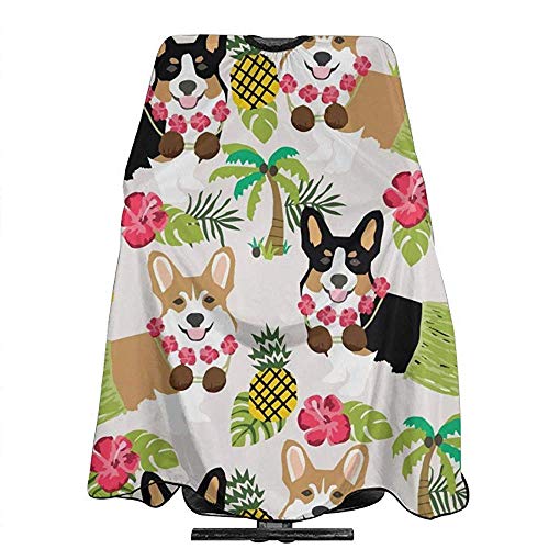 Hair Barber Cape Corgis Palm Pineapple Palm Peluquería Profesional Corte de Pelo Suministros para el Peinado del Cabello Herramienta para Mujeres Hombres Niños