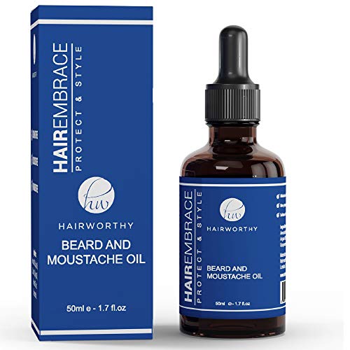 Hairworthy Hairembrace Aceite para barba - 6 aceites orgánicos premium - Suaviza la barba - Minimiza el picor - Contribuye al crecimiento rápido y a la apariencia espesa de la barba.
