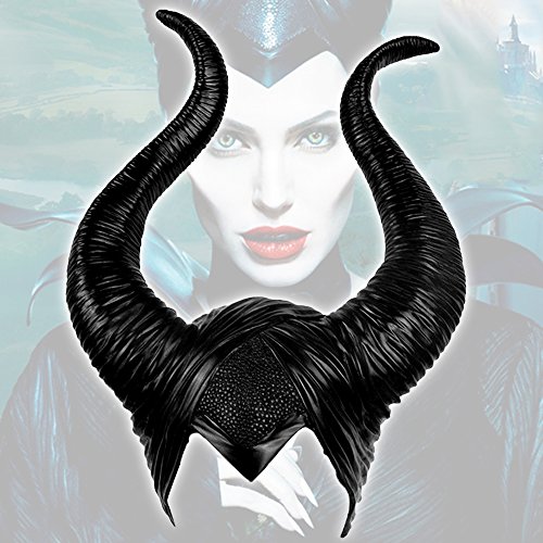 Halloween Evil Witch - Gorro para mujer con diseño de cuernos maléficos, de látex, color negro