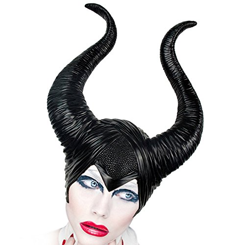 Halloween Evil Witch - Gorro para mujer con diseño de cuernos maléficos, de látex, color negro