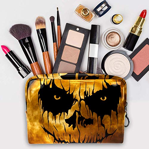 Halloween Scary Smiley bolsa de maquillaje, pequeña bolsa de cosméticos de viaje PVC impermeable bolsa de maquillaje para mujeres y niñas organizando cosméticos