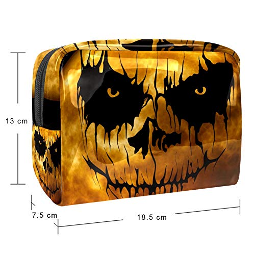 Halloween Scary Smiley bolsa de maquillaje, pequeña bolsa de cosméticos de viaje PVC impermeable bolsa de maquillaje para mujeres y niñas organizando cosméticos