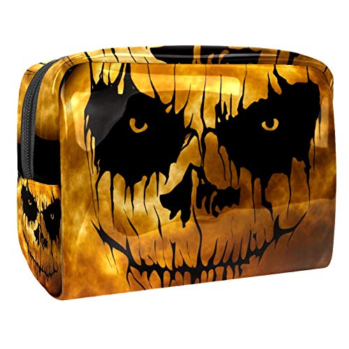 Halloween Scary Smiley bolsa de maquillaje, pequeña bolsa de cosméticos de viaje PVC impermeable bolsa de maquillaje para mujeres y niñas organizando cosméticos