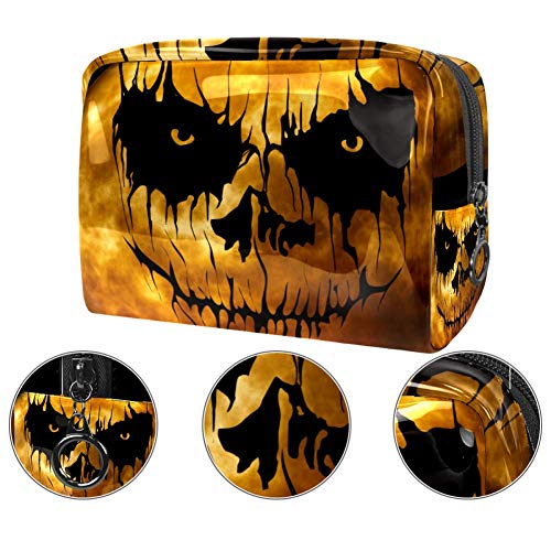 Halloween Scary Smiley bolsa de maquillaje, pequeña bolsa de cosméticos de viaje PVC impermeable bolsa de maquillaje para mujeres y niñas organizando cosméticos