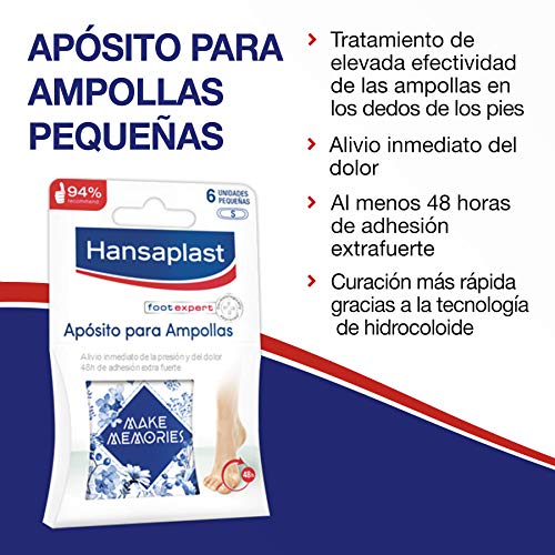 Hansaplast Apósito para ampollas pequeño, apósito transparente para un alivio instantáneo del dolor, apósitos adhesivos para los dedos de los pies, 1 x 6 unidades