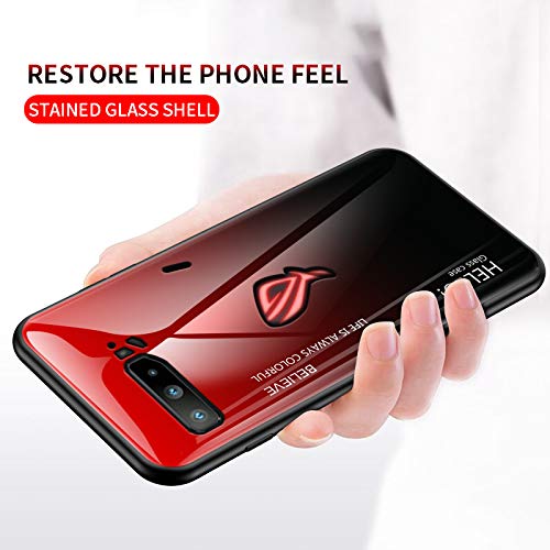 HAOTIAN Funda para ASUS ROG Phone 3 ZS661KS Fundas, Tapa Trasera de Cristal Templado Resistente a Arañazos, Carcasa Protectora de Parachoques de TPU Silicona Fundas Case Cover(Blanco)