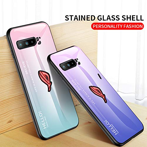 HAOTIAN Funda para ASUS ROG Phone 3 ZS661KS Fundas, Tapa Trasera de Cristal Templado Resistente a Arañazos, Carcasa Protectora de Parachoques de TPU Silicona Fundas Case Cover(Blanco)