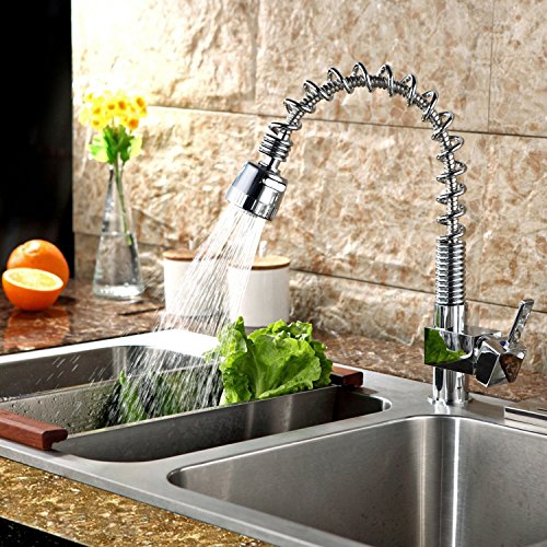 Hapilife moderno grifo de la cocina Pull Out Spray grifo mezclador monomando para fregadero caño giratorio sola palanca