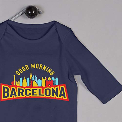 Happiness Station Good Morning Barcelona Baby Playsuit Long Sleeve Outfits Infant Boys Girls Rompers 0-24 Months Babies Jumpsuit Clothes Kids Playsuits Toddlers Outfits