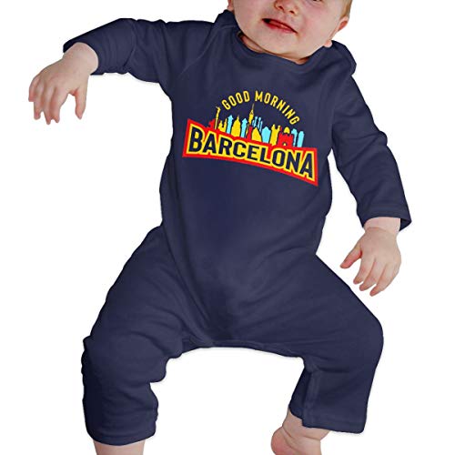 Happiness Station Good Morning Barcelona Baby Playsuit Long Sleeve Outfits Infant Boys Girls Rompers 0-24 Months Babies Jumpsuit Clothes Kids Playsuits Toddlers Outfits