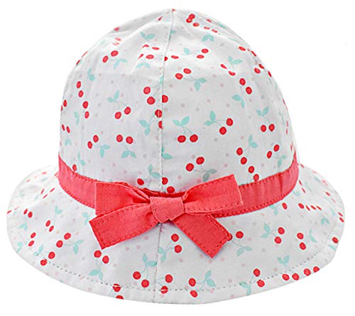 Happy Cherry - Sombrero con ala Bucket para Niñas Bebés Estampado Estrella Gorra Pescador Protección de Sol Cordón Ajustable para Verano Playa - 3-9 Meses/46cm