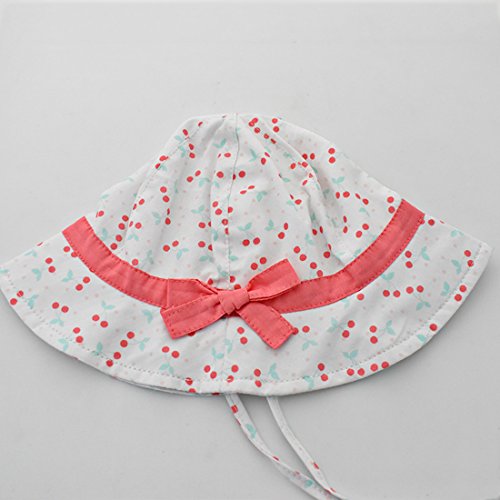 Happy Cherry - Sombrero con ala Bucket para Niñas Bebés Estampado Estrella Gorra Pescador Protección de Sol Cordón Ajustable para Verano Playa - 3-9 Meses/46cm