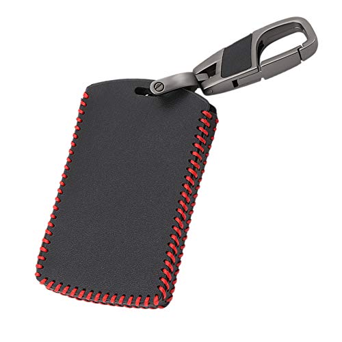 Happyit Cuero Casos de la Cubierta de la Llave del Coche Llavero para Renault Clio Logan Megane Koleos Scenic Duster Sandero Captur Twingo 4 Botones (Línea roja)