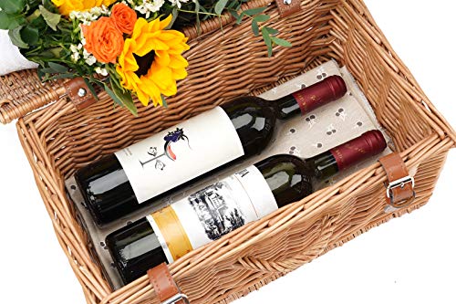 HappyPicnic - Cesta de picnic de mimbre vacía de 40,6 cm, cesta de almacenamiento, cesta de regalo, color miel