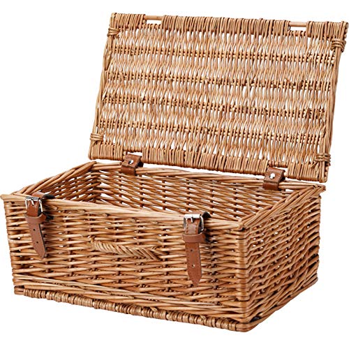 HappyPicnic - Cesta de picnic de mimbre vacía de 40,6 cm, cesta de almacenamiento, cesta de regalo, color miel