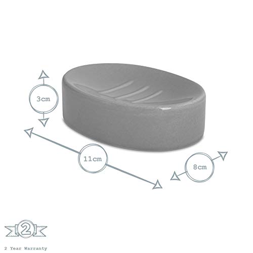 Harbour Housewares Set de baño de 3 Piezas - Dosificador de jabón, Vaso para cepillos de Dientes y jabonera - Gris